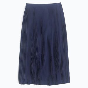 J. Crew Micro Pleated Midi Skirt Navy 12